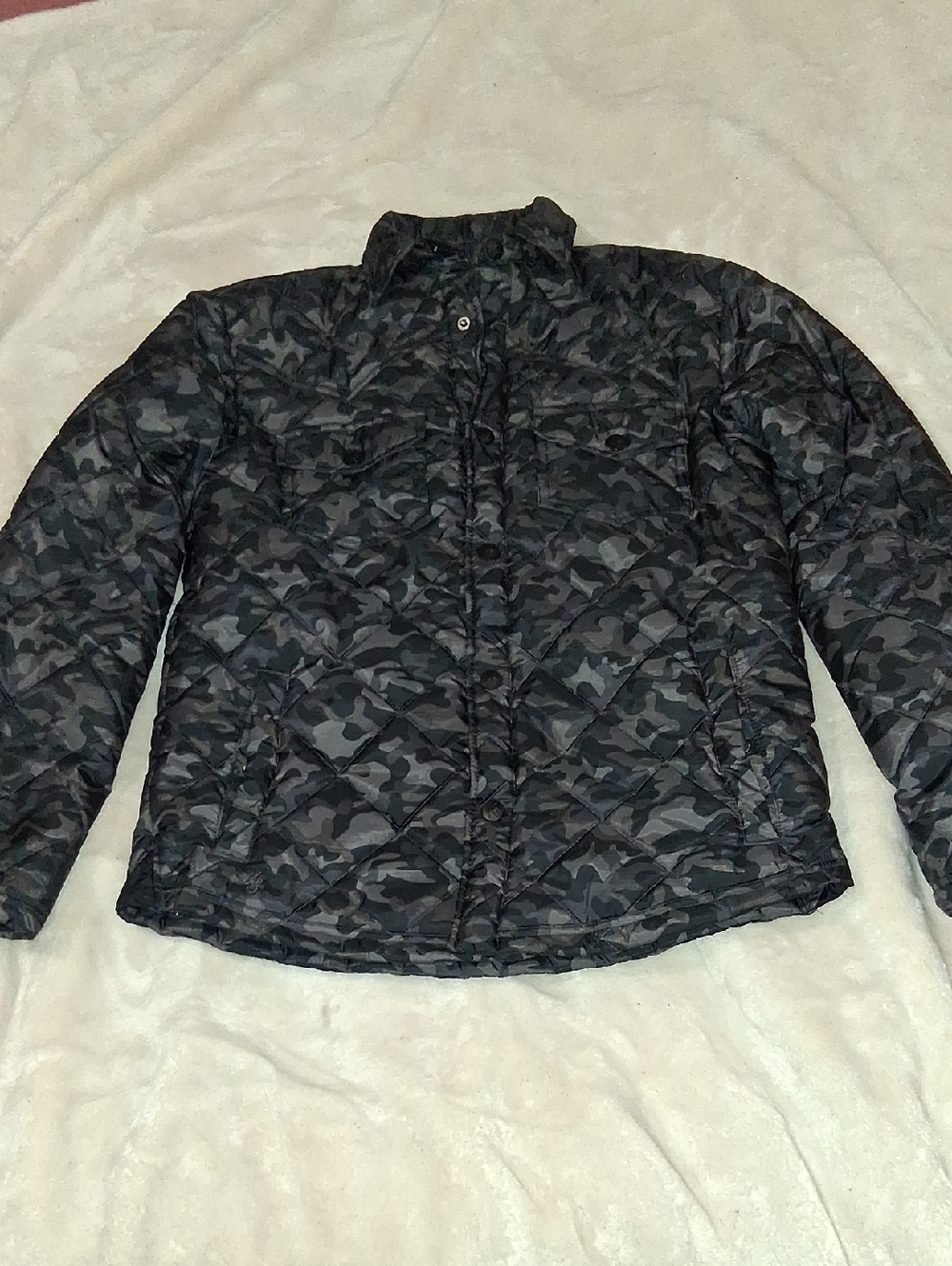Men's Black Camouflage Quilted Puffer Jacket
